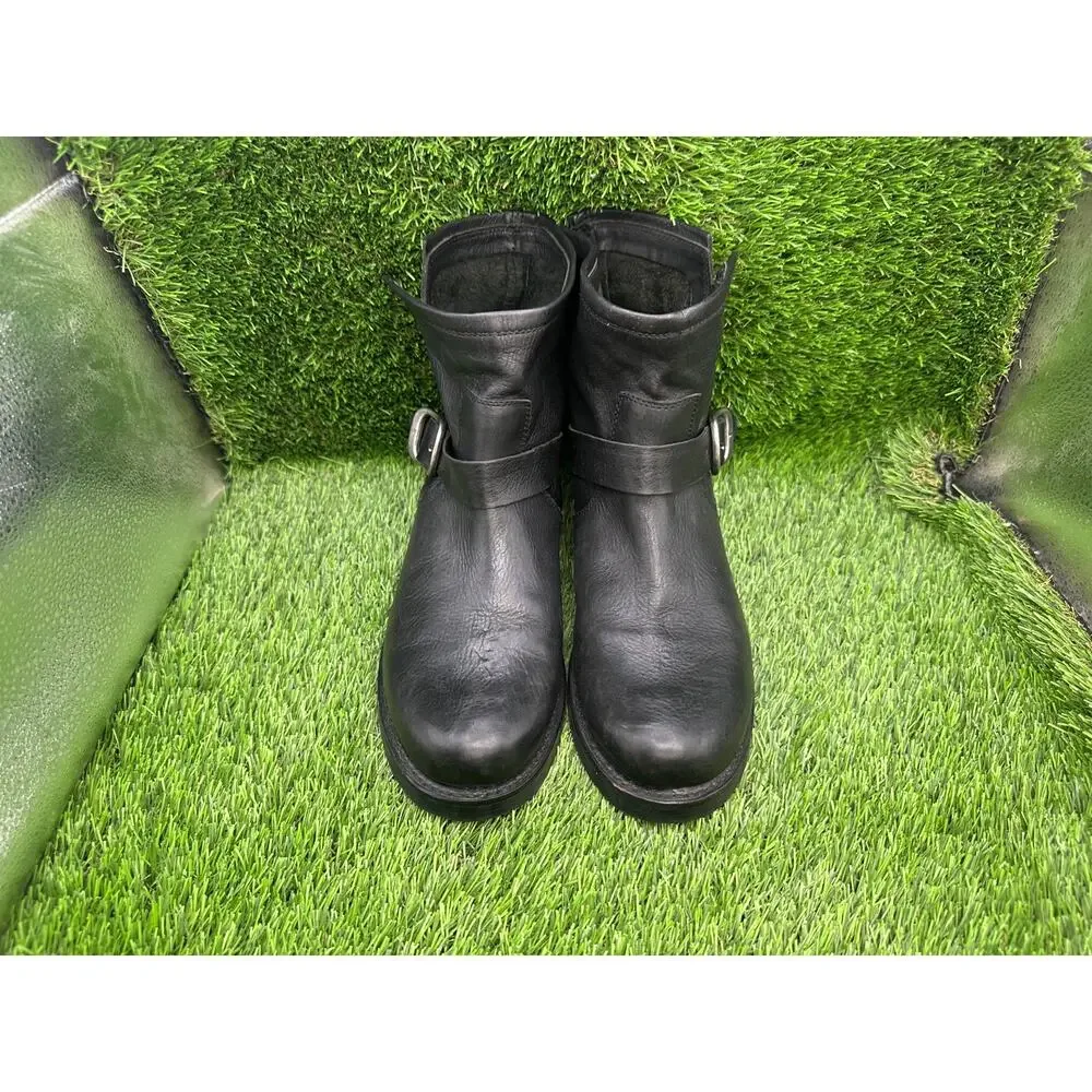 VTG Frye Veronica 3470543-BLK Ankle Bootie Boot Women's 8.5B Black Leather Moto